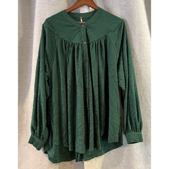 Free People Tops - Free People Cant Stop Dreaming Tunic Top Womens Size Large Green Textured‎